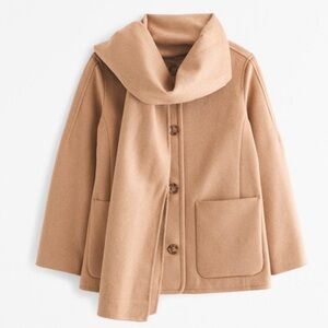 Abercrombie Wool-blend Tan Women's Jacket with Removable Scarf
